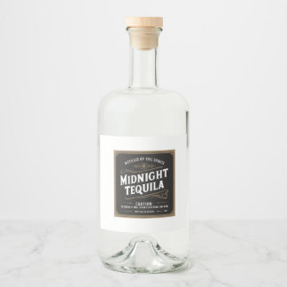 Midnight tequila liquor bottle label