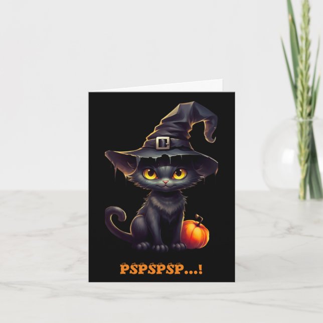 Midnight The Witchy Black Cat Halloween Invitation (Front)