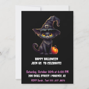 Midnight The Witchy Black Cat Invitation