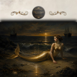 Midnight Tide Mermaid Decoupage Tissue Paper