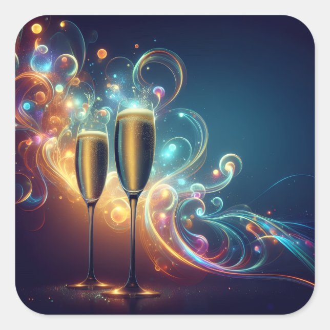 Midnight Toast Celebration Stickers (Front)