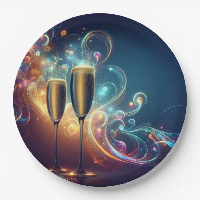 Midnight Toast Paper Plates (Front)