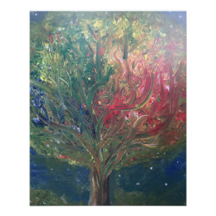 Midnight Tree Abstract Acrylic painting Poster
