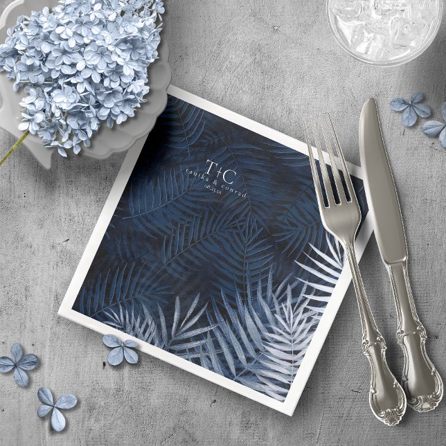 Midnight Tropical Palm Pattern ID1322 Napkin (Creator Uploaded)