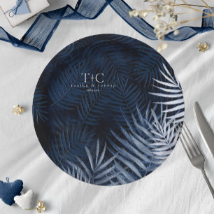 Midnight Tropical Palm Pattern ID1322 Paper Plate