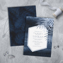 Midnight Tropical Palms Moody Blue ID1322
