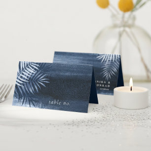 Midnight Tropical Palms Moody Blue ID1322 Place Card