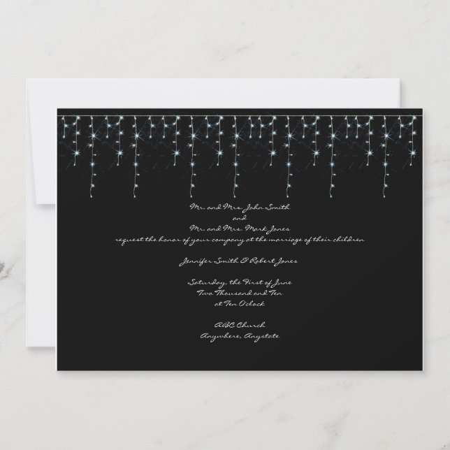 Midnight Vineyard: White Lights Wedding Invitation (Front)