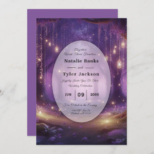 Midnight Violet Enchanted Forest Wedding Invitation