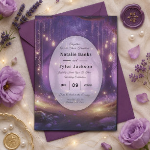 Midnight Violet Enchanted Forest Wedding Invitation