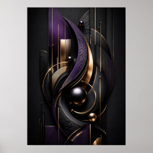 Midnight Violet Luxury 3D Abstract Poster