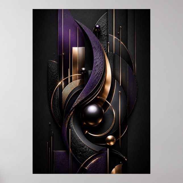 Midnight Violet Luxury 3D Abstract Poster (Front)