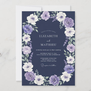 Midnight Violet Watercolor Wedding Invitation
