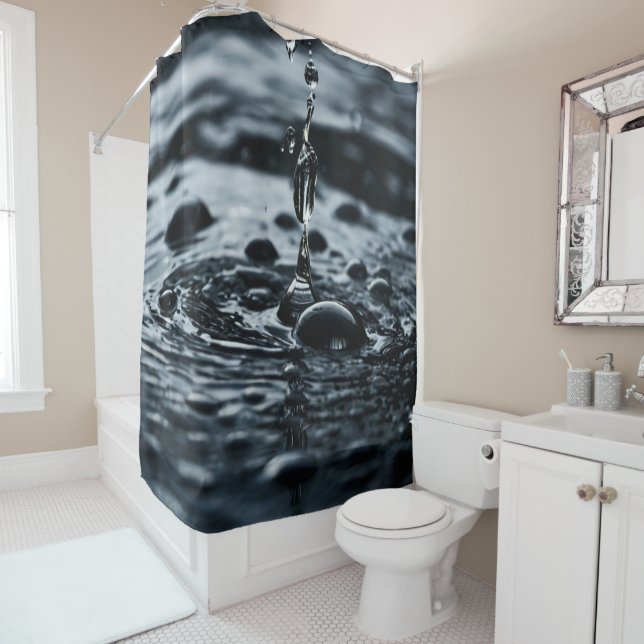 Midnight Water Drop Shower Curtain (In Situ)