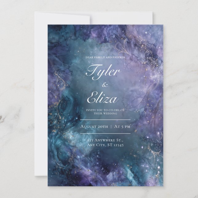 Midnight Watercolor Wedding Invitation (Front)