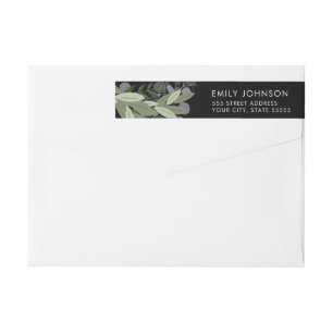 Midnight Wedding Sprigs Return Address Label