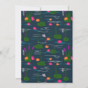 Midnight Whimsical Lotus Floral Garden Holiday Card