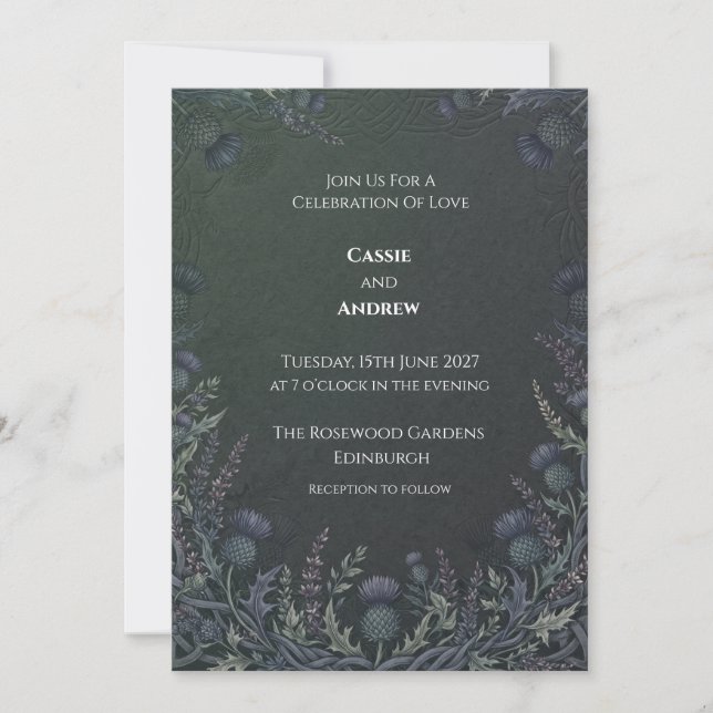 Midnight Wildflower Botanical Wedding Invitation (Front)