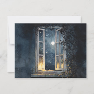 Midnight Window Whispers” – Poetic Night View Pos Postcard