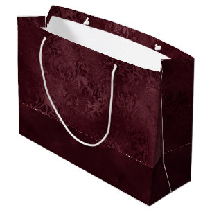Midnight Wine Romance   Dark Satiny Grunge Damask Large Gift Bag