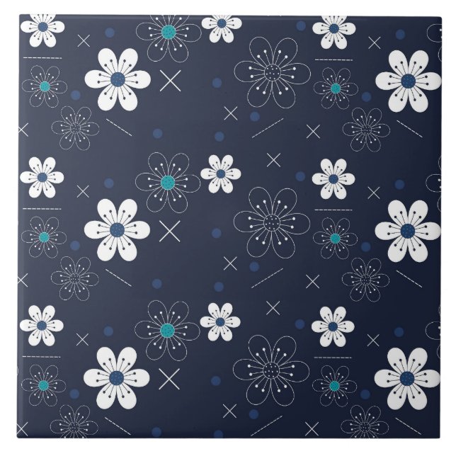 midnight winter flowers tile (Front)