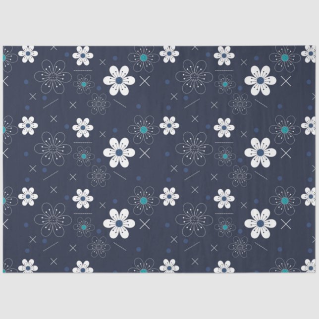 midnight winter flowers tissue paper (Front)