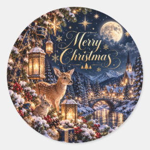 Midnight Winter Wonderland Merry Christmas Sticker