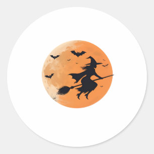 Midnight Witch in the Sky Classic Round Sticker