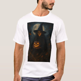 Midnight Witch & Pumpkin Glow – Cinematic Hallowee T-Shirt