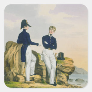 Midshipmen, plate 3 from 'Costume of the Royal Nav Square Sticker