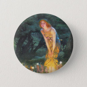 Midsummer Eve (1908) by Edward Robert Hughes 6 Cm Round Badge