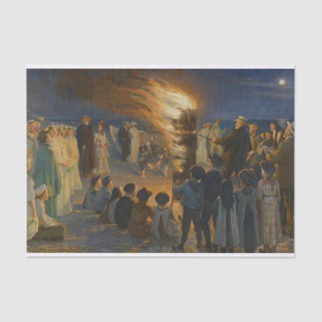 Midsummer Eve Bonfire on Skagen Beach, P.S.Krøyer Tissue Paper (Front)
