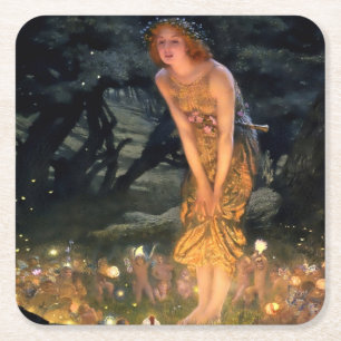 “Midsummer Eve” by Edward Robert Hughes Square Paper Coaster