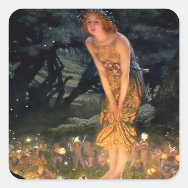 “Midsummer Eve” by Edward Robert Hughes Square Sticker (Front)
