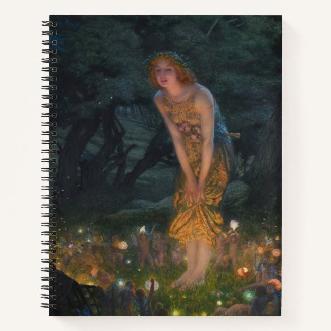 Midsummer Eve Edward Robert Hughes fairies fantasy Notebook (Front)