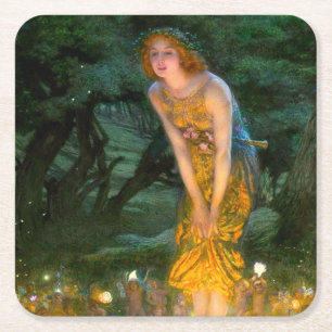 Midsummer Eve Edward Robert Hughes Square Paper Coaster