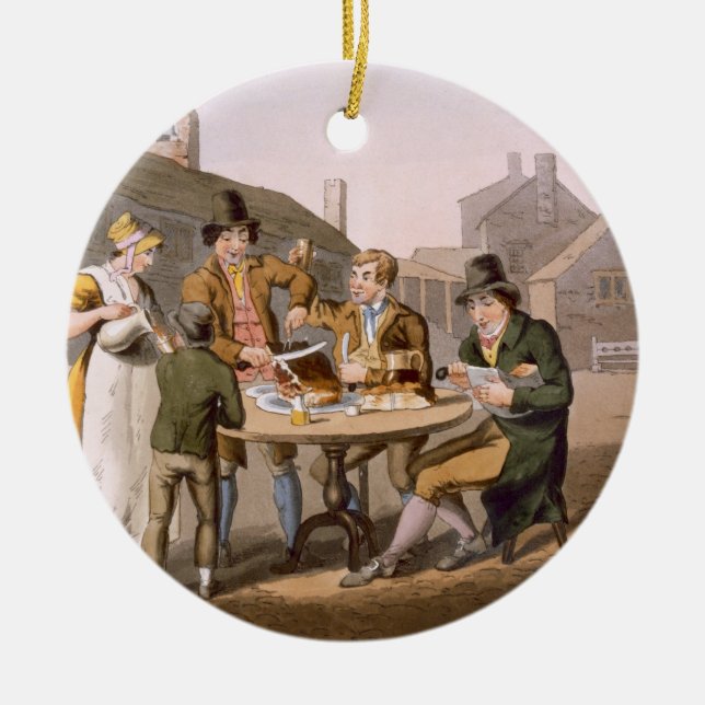 Midsummer Eve, from `Costume of Yorkshire' engrave Ceramic Tree Decoration (Front)