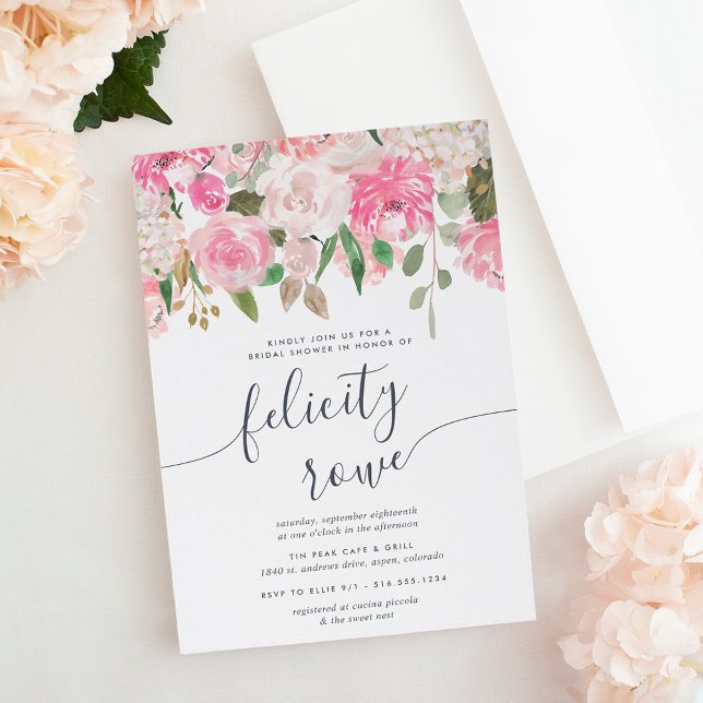 Midsummer Floral Calligraphy Bridal Shower Invitation (Creator Uploaded)