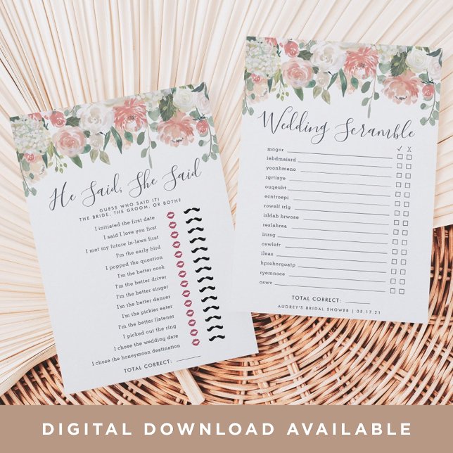 Midsummer Floral Double-Sided Bridal Shower Game Invitation (Creator Uploaded)