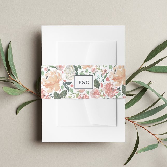 Midsummer Floral Monogram Invitation Belly Band (Creator Uploaded)