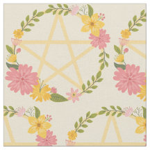 Midsummer Floral Pentacles Cheeky Witch® Fabric