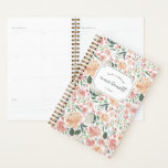 Midsummer Floral Personalised Planner<br><div class="desc">Chic personalised planner features a background pattern of watercolor roses,  peonies and hydrangeas in pastel summer hues of blush,  ivory and peach. Personalise with three lines of custom text.</div>