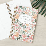 Midsummer Floral Personalised Planner<br><div class="desc">Chic personalised planner features a background pattern of watercolor roses,  peonies and hydrangeas in pastel summer hues of blush,  ivory and peach. Personalise with three lines of custom text.</div>