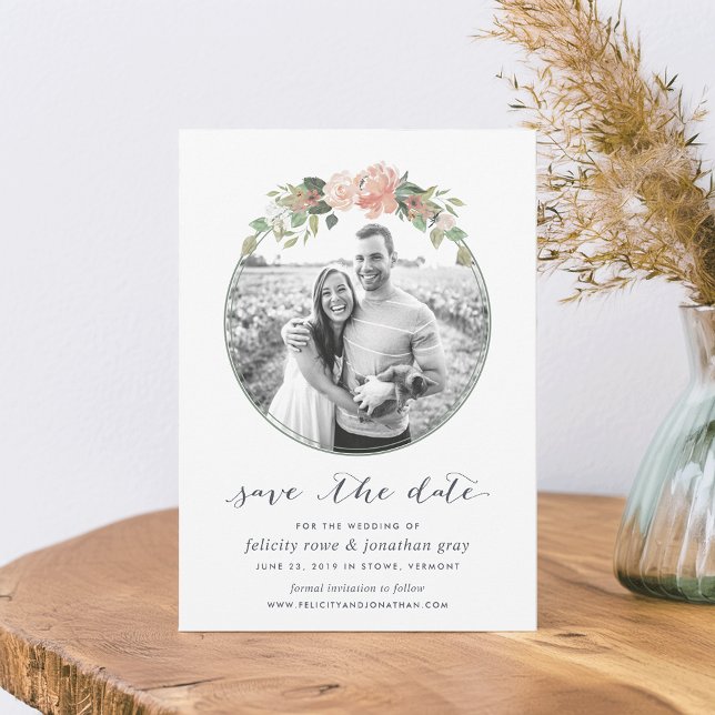 Midsummer Floral Photo Save the Date Card (Creator Uploaded)