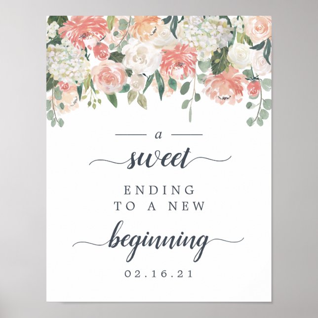 Midsummer Floral Wedding Dessert Table Sign (Front)