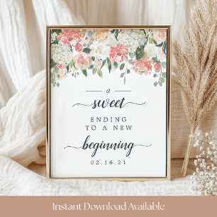 Midsummer Floral Wedding Dessert Table Sign