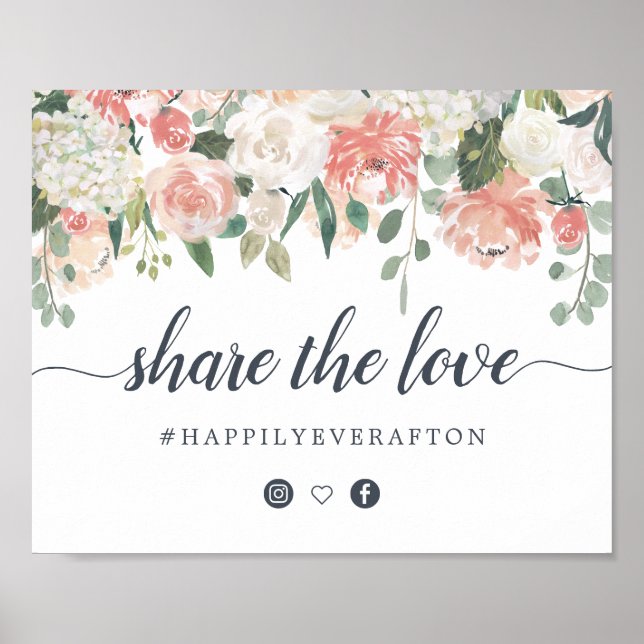 Midsummer Floral Wedding Hashtag Sign (Front)
