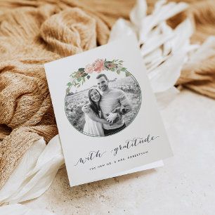 Midsummer Floral Wedding Photo Thank You Card
