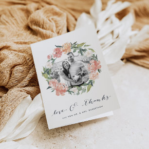 Midsummer Floral Wedding Photo Thank You Card