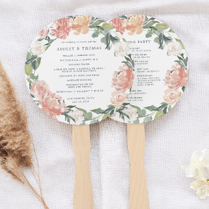 Midsummer Floral Wedding Program Hand Fan